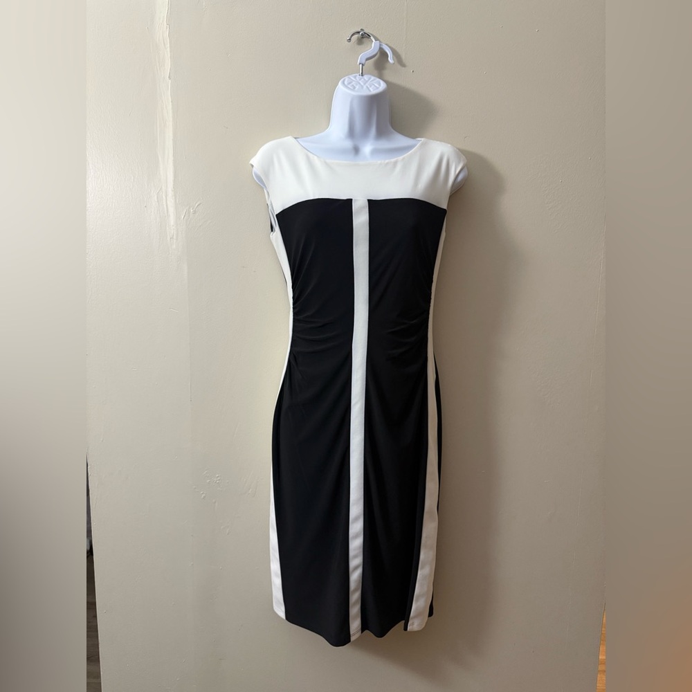 Ralph Lauren Black and White Midi Sheath Dress